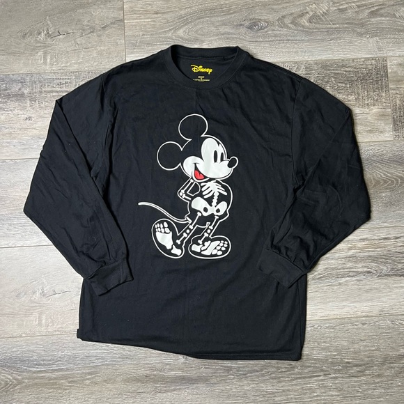 Disney Boys Black Mickey Mouse Halloween Long Sleeve T-Shirt Skeleton Sh… - Picture 3 of 8